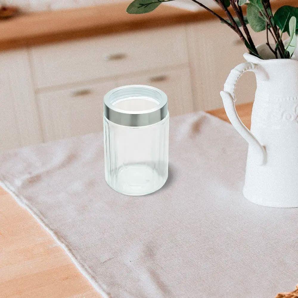 Pote De Vidro Porta Mantimentos Vidro Com Tampa Inox Para Grãos Cereais 1200ml 18cm Lyor - 5