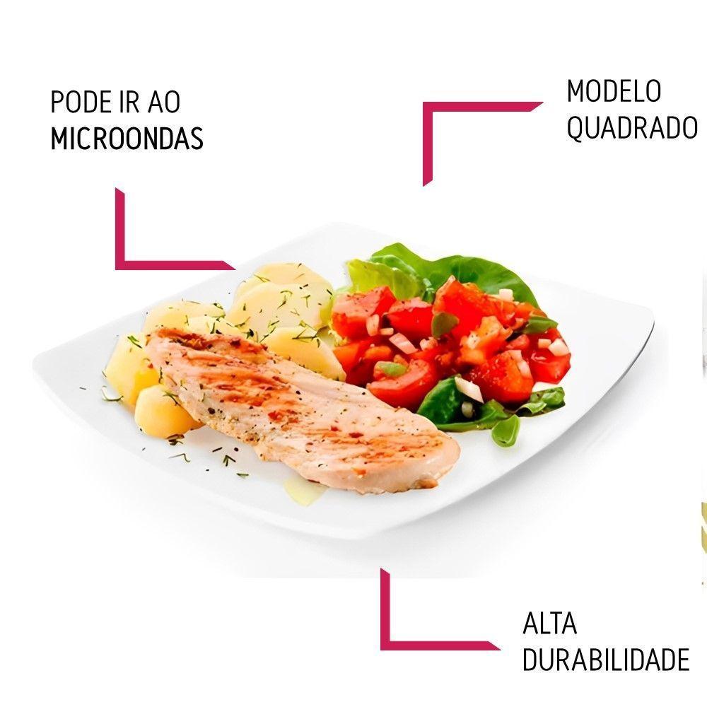 Prato De Sobremesa Branco Quadrado Square 20cm Vidro Opalino Em Casa Tem - 3