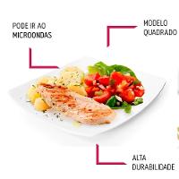 Prato De Sobremesa Branco Quadrado Square 20cm Vidro Opalino Em Casa Tem - 3