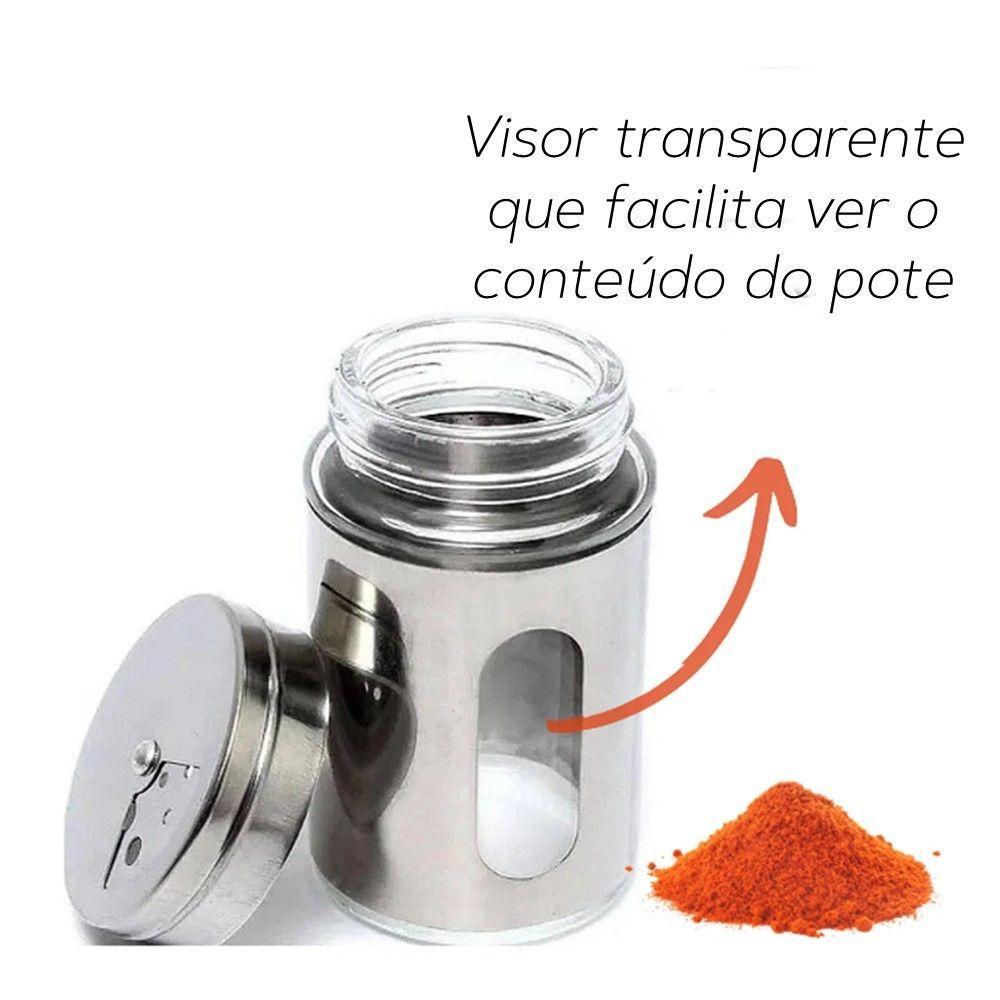 Porta Tempero Condimentos Aço Inox 4 Potes Com Suporte Stray Mek - 4