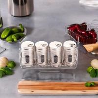Porta Tempero Condimentos Aço Inox 4 Potes Com Suporte Stray Mek - 2
