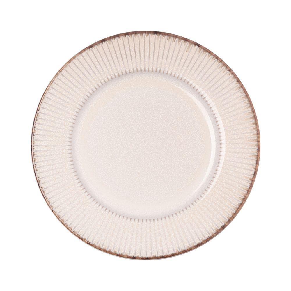 Jogo 4 Prato Raso De Jantar Cerâmica Linear Branco Premium 27cm Lyor - 1