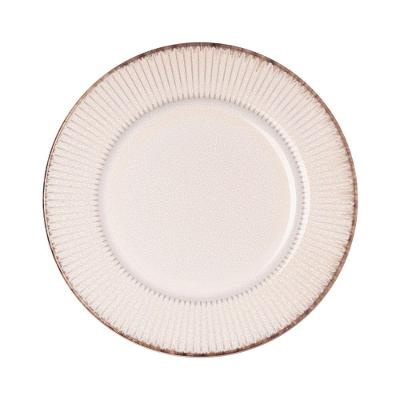 Jogo 4 Prato Raso De Jantar Cerâmica Linear Branco Premium 27cm Lyor