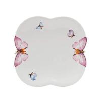 Jogo 2 Prato De Sobremesa Borboletas 19cm Porcelana Branco Wolff - 2
