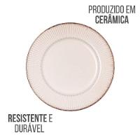Prato De Sobremesa Em Cerâmica Linear Branco 20x20cm Lyor - 3