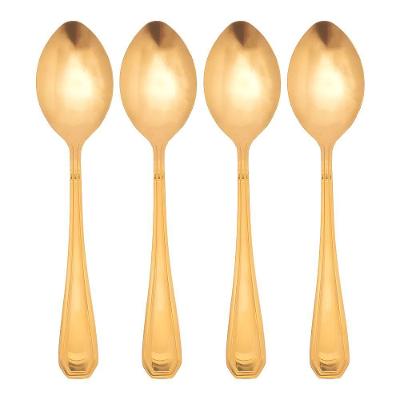 Jogo 4 Colheres Dourada De Mesa Sopa Jantar Victoria Gold Inox Fratelli