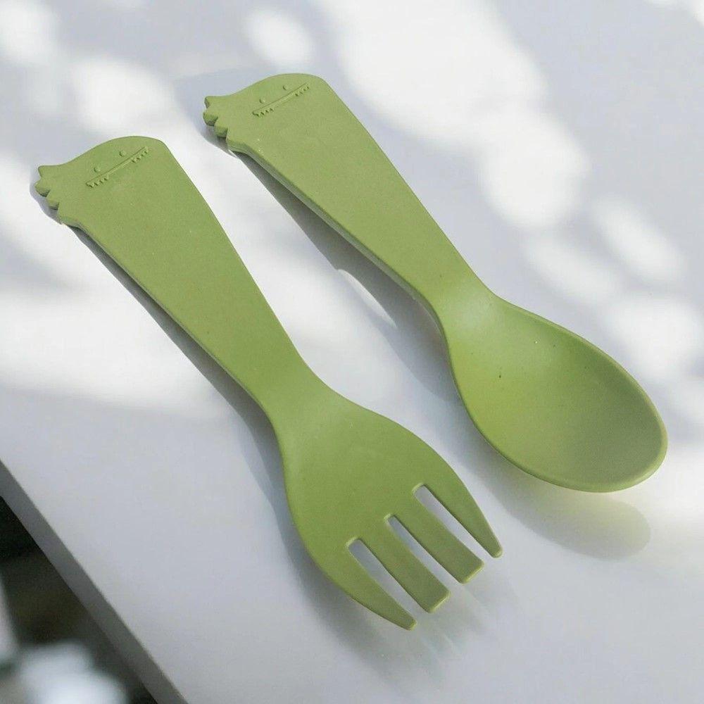 Jogo Prato Infantil Divisórias Com Copo E Talheres Dino Baby Fibra De Bambu Pp Lyor - 5