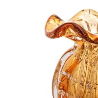 Vaso Murano De Vidro Italy Ambar Dourado 10x11cm Wolff