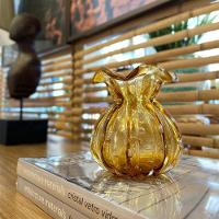 Vaso Murano De Vidro Italy Ambar Dourado 10x11cm Wolff - 5