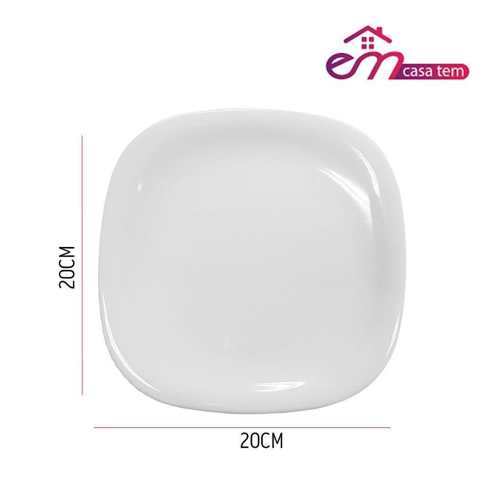 Jogo 2 Prato De Sobremesa Branco Quadrado Square 20cm Vidro Opalino Em Casa Tem - 3