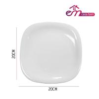 Jogo 2 Prato De Sobremesa Branco Quadrado Square 20cm Vidro Opalino Em Casa Tem - 3