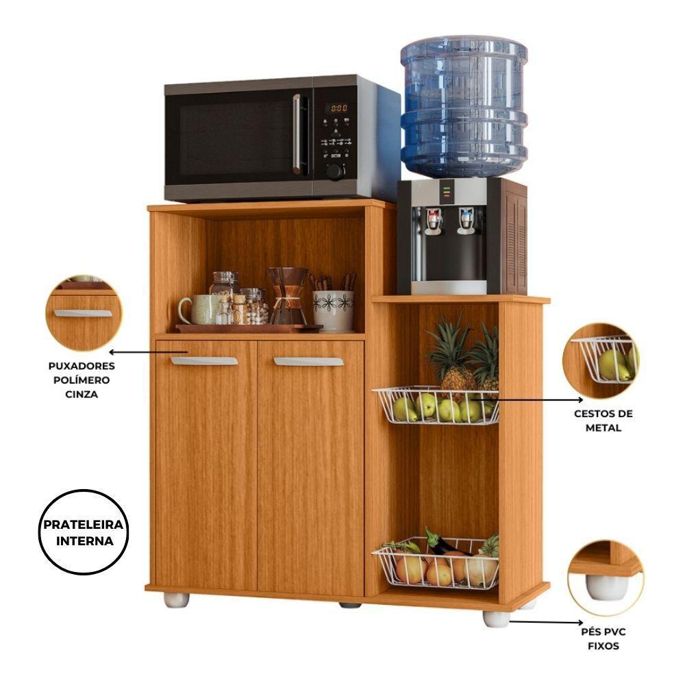 Armário Multiuso Fruteira Sollys 2 Portas Freijó Poliman - 3