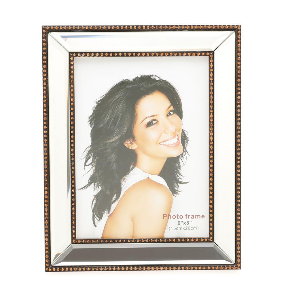 Porta Retrato Decorativo De Plástico Espelhado Moldura Bronze Top 15cm X 20cm Wolff - 1