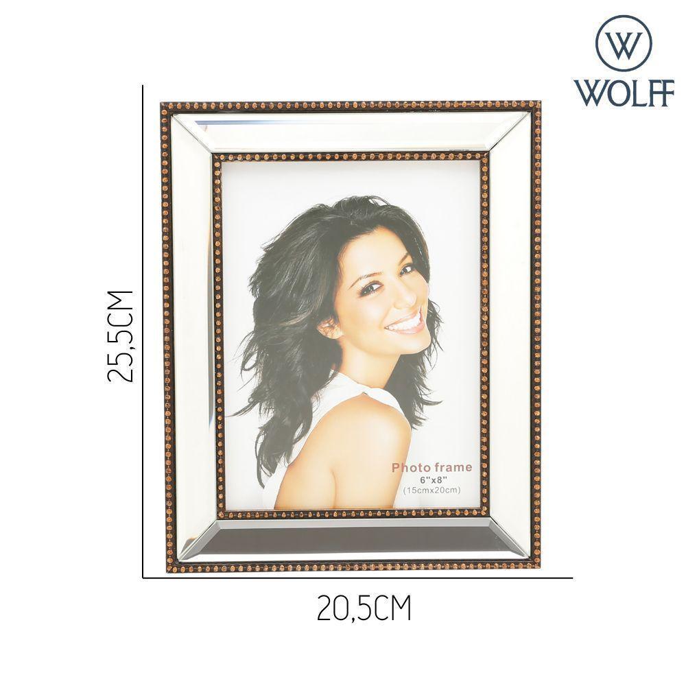 Porta Retrato Decorativo De Plástico Espelhado Moldura Bronze Top 15cm X 20cm Wolff - 4
