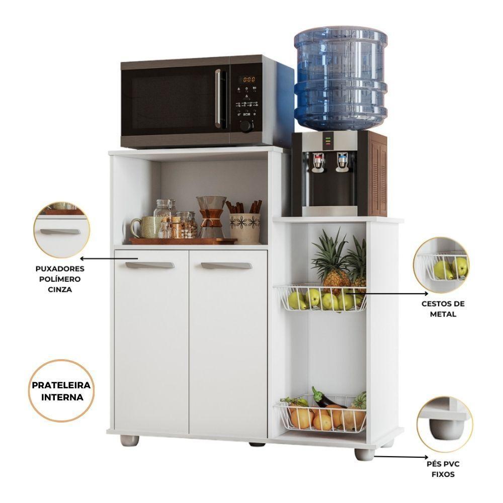 Armário Multiuso Fruteira Sollys 2 Portas Branco Poliman - 3