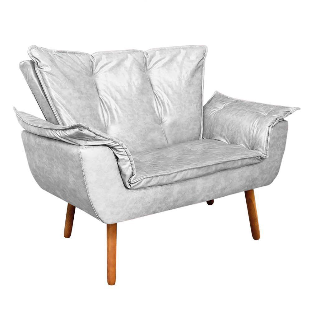 Namoradeira E 2 Poltronas Pé Palito Castanho Opala Corano D03 - D\'rossi Branco - 4