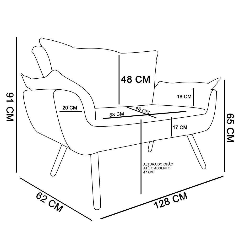 Namoradeira E 2 Poltronas Pé Palito Castanho Opala Corano D03 - D\'rossi Branco - 6