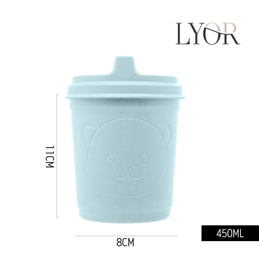 Copo Infantil Antivazamento Com Tampa E Bico Urso Azul 450ml Lyor - 2