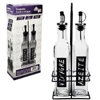 Conjunto Galheteiro Para Azeite E Vinagre 2 Garrafas Com Suporte 270ml Em Casa Tem - 1