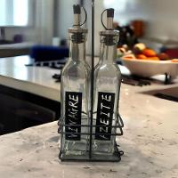 Conjunto Galheteiro Para Azeite E Vinagre 2 Garrafas Com Suporte 270ml Em Casa Tem - 6