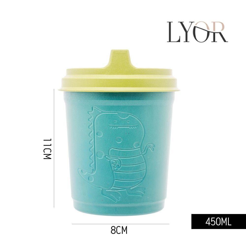 Copo Infantil Antivazamento Com Tampa E Bico Baby Dino Azul Verde 450ml Lyor - 5