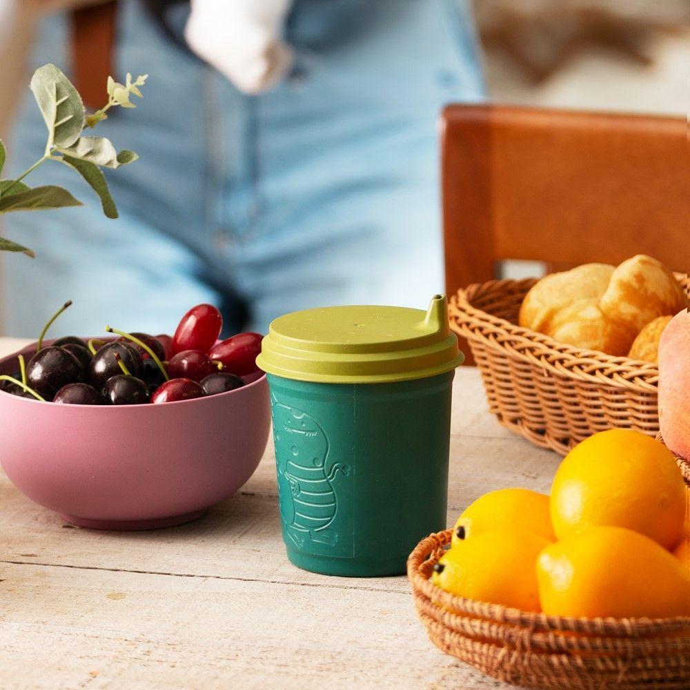 Copo Infantil Antivazamento Com Tampa E Bico Baby Dino Azul Verde 450ml Lyor - 6