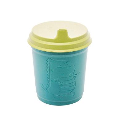 Copo Infantil Antivazamento Com Tampa E Bico Baby Dino Azul Verde 450ml Lyor