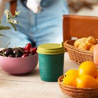 Copo Infantil Antivazamento Com Tampa E Bico Baby Dino Azul Verde 450ml Lyor - 6