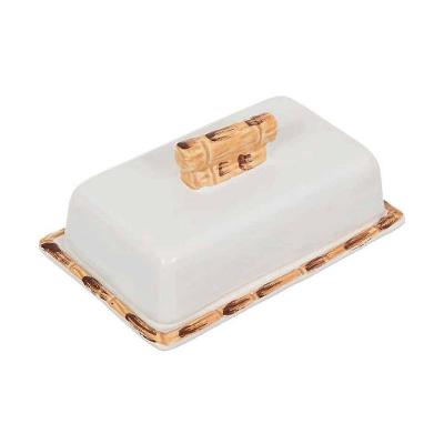 Manteigueira Branca Bambu Cerâmica Scalla 16,5cm 1ª Linha