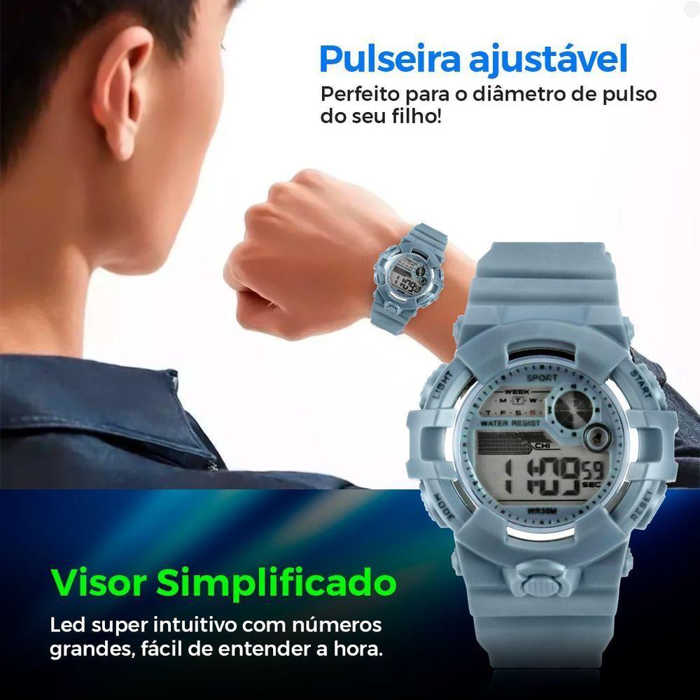 Caixa Relogio Infantil Criança Digital Silicone Menino - 4