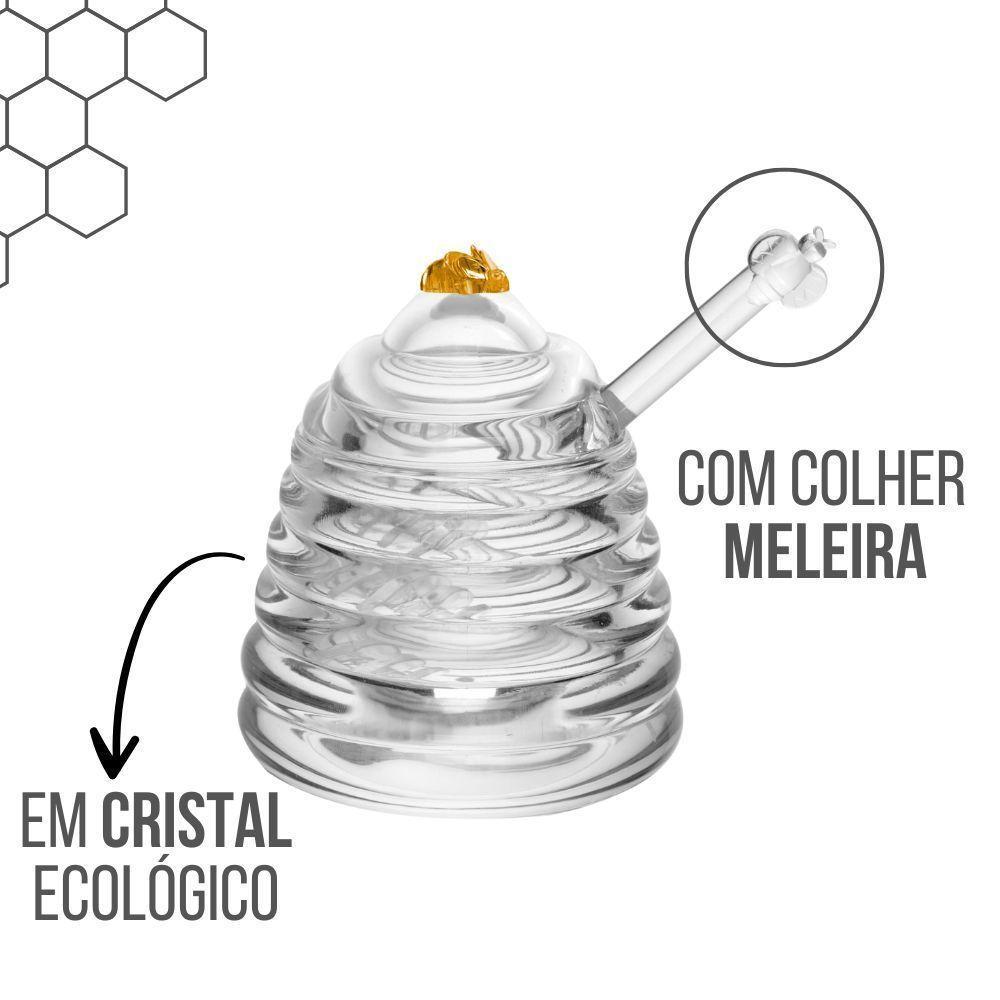 Meleira Porta Mel Recipiente Com Colher Cristal Ecológico Little Bee Abelha Colmeia Lyor - 2