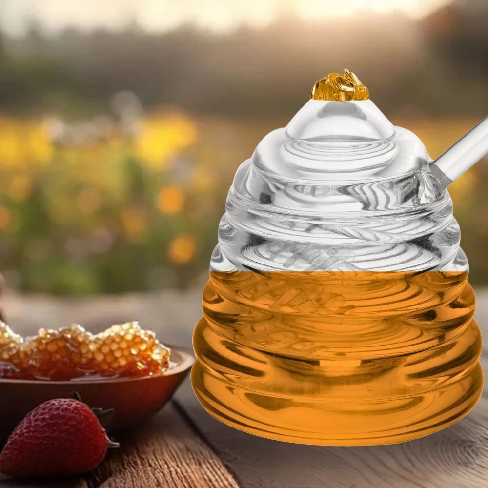 Meleira Porta Mel Recipiente Com Colher Cristal Ecológico Little Bee Abelha Colmeia Lyor - 3