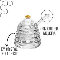 Meleira Porta Mel Recipiente Com Colher Cristal Ecológico Little Bee Abelha Colmeia Lyor - 2
