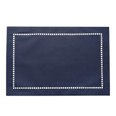 Lugar Americano Azul De Poliester E Linho Natural Para Mesa 45x30cm Lyor