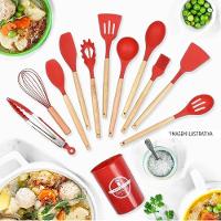 Concha De Silicone Com Cabo Madeira Para Feijão E Molho Em Casa Tem - 2