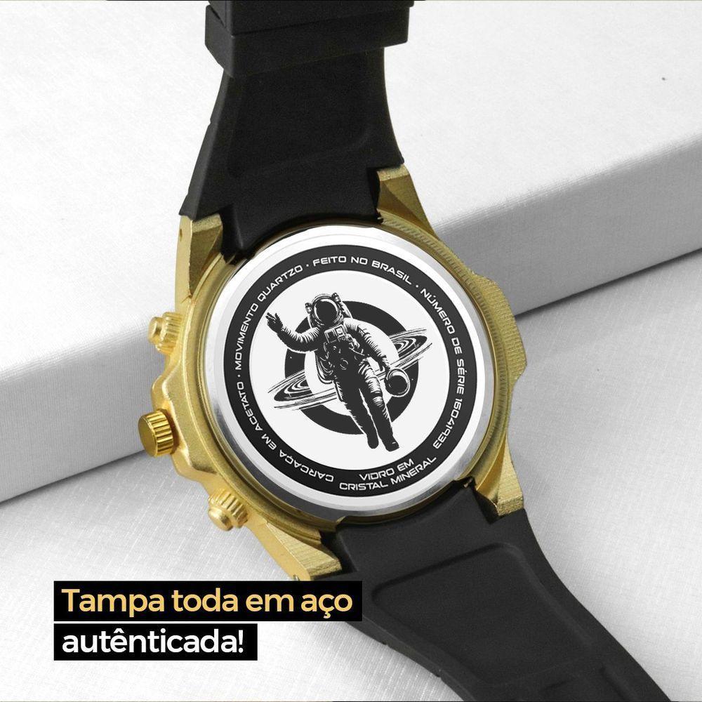 Relogio Aço Masculino Pulseira Cordao Oculos Sol Caixa - 3