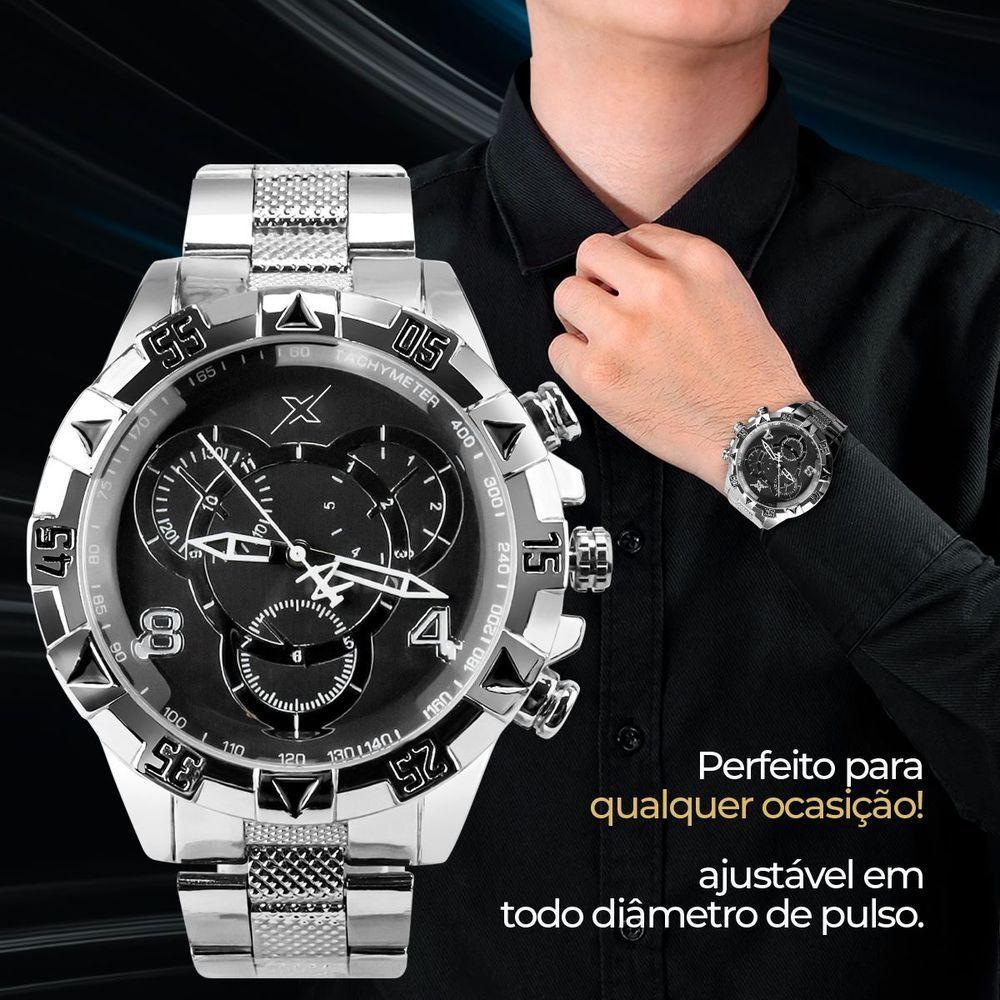 Relogio Prata Masculino Aço Inoxidavel Caixa Premium - 4