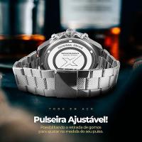 Relogio Prata Masculino Aço Inoxidavel Caixa Premium - 2