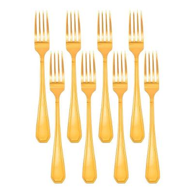 Jogo 8 Garfos Dourado De Mesa Jantar Victoria Gold Inox Fratelli