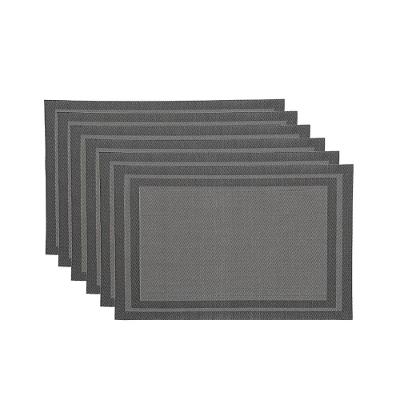 Jogo 6 Lugar Americano Cinza Preto Mesa De Jantar 30×45 Pp Em Casa Tem