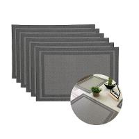 Jogo 6 Lugar Americano Cinza Preto Mesa De Jantar 30×45 Pp Em Casa Tem - 2