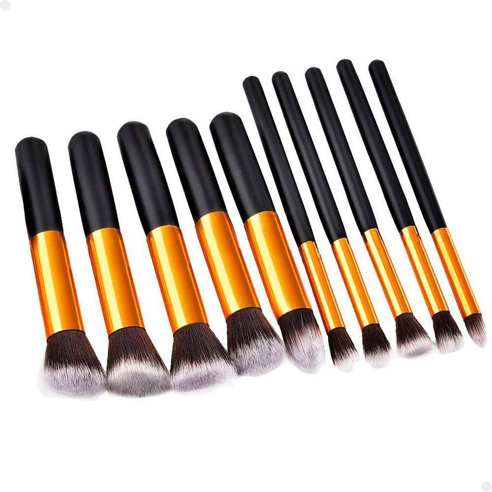 Kit Completo 10 Pincéis Kabuki Profissionais Para Maquiagem Lorben Com Estojo - 1