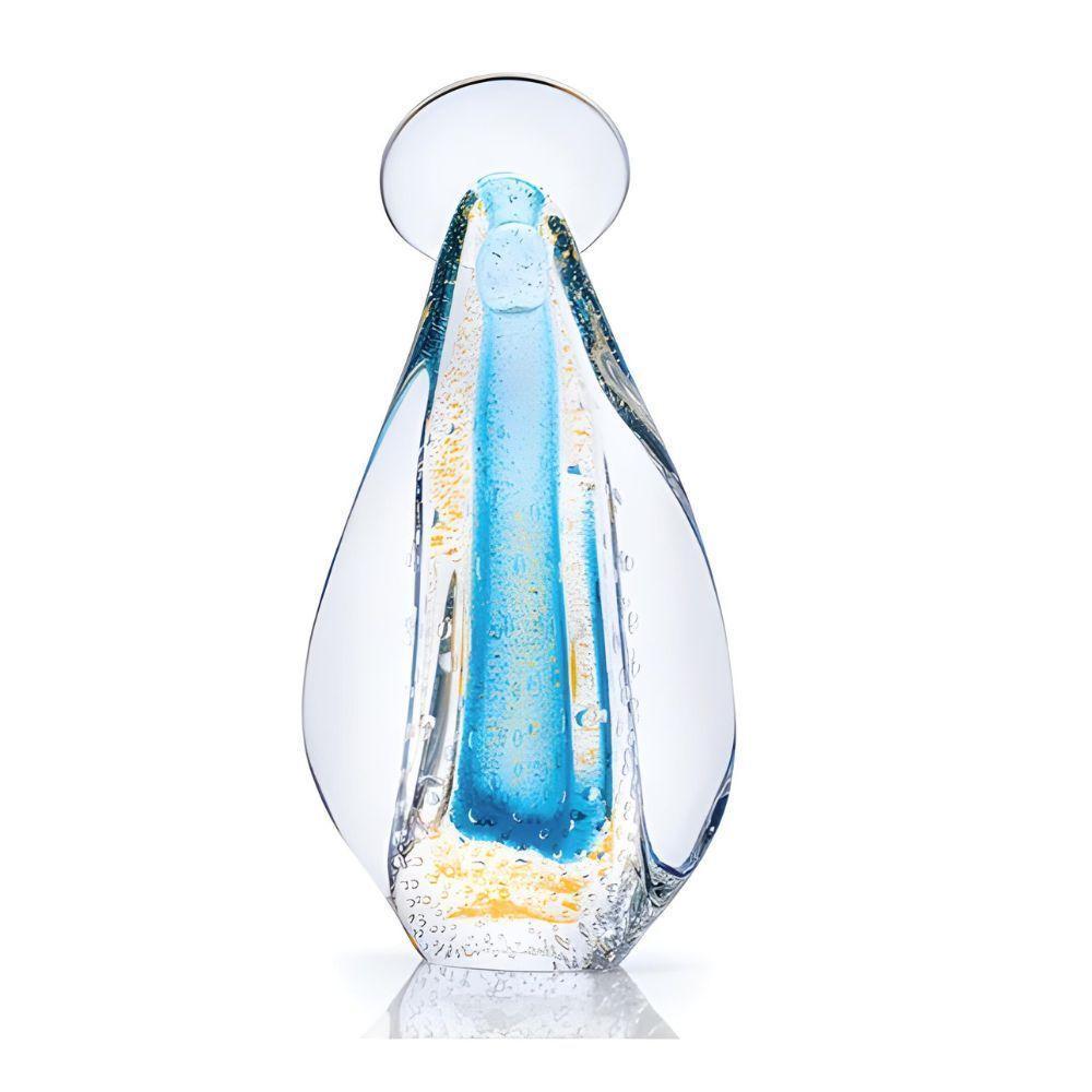Imagem Nossa Senhora Santa Pequena Azul Gold Ouro 24k Cristal Murano São Marcos 21x12cm - 1