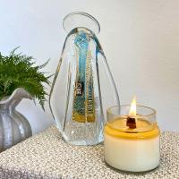 Imagem Nossa Senhora Santa Pequena Azul Gold Ouro 24k Cristal Murano São Marcos 21x12cm - 4