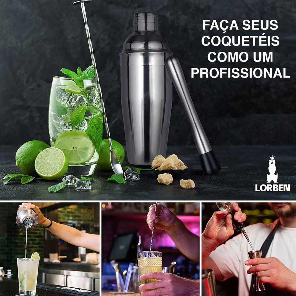 Kit Bar Lorben Com 12 Peças Inox Coqueteleira 550ml Barman Caipirinha - 2