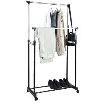 Arara Dupla De Roupas Regulável Em Aço Inox Com Sapateira - 1