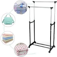 Arara Dupla De Roupas Regulável Em Aço Inox Com Sapateira