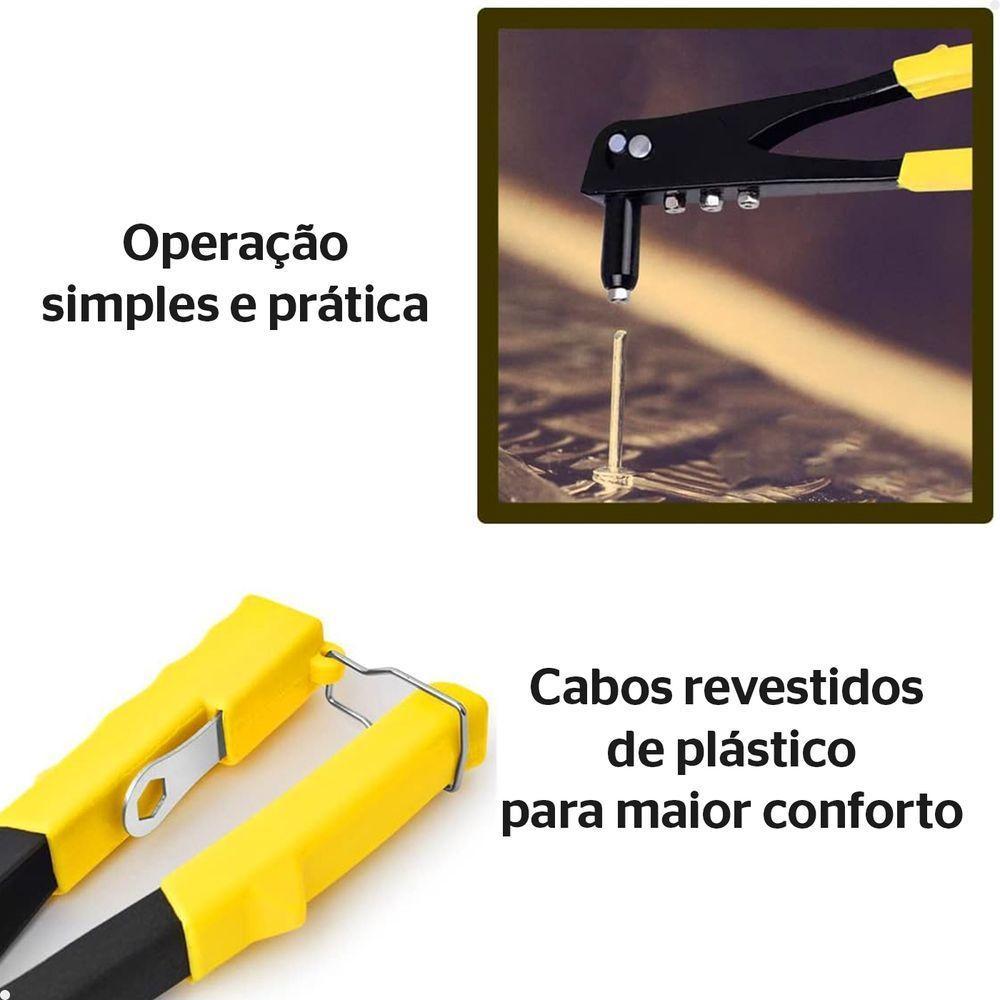 Alicate Rebitador Profissional Rebitadeira Manual Com 4 Bicos Consertos E Reparos Em Geral - 3