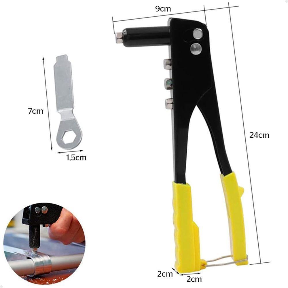 Alicate Rebitador Profissional Rebitadeira Manual Com 4 Bicos Consertos E Reparos Em Geral - 4
