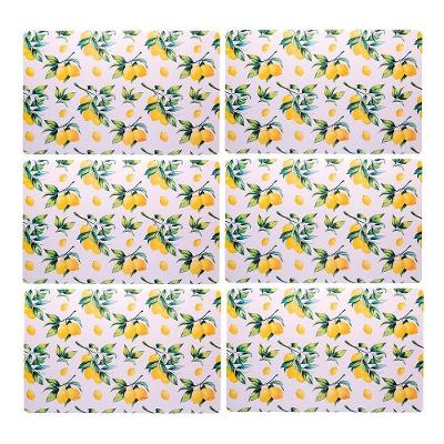Jogo 6 Lugar Americano Retangular Mesa Limão Siciliano Plástico 43x28cm Lyor